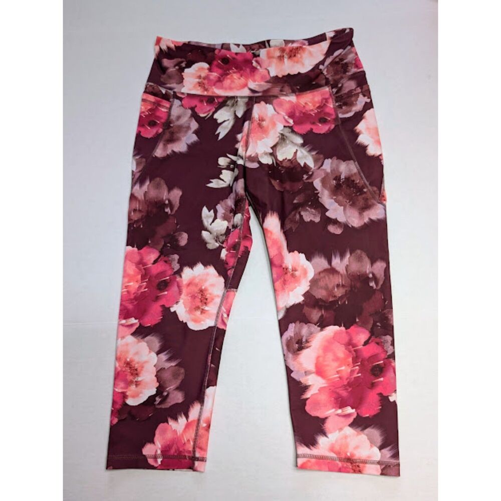 Old Navy Active XL Pink Floral High Waist Elevate Powersoft Side Pocket Leggings